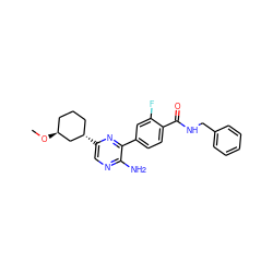 CO[C@H]1CCC[C@H](c2cnc(N)c(-c3ccc(C(=O)NCc4ccccc4)c(F)c3)n2)C1 ZINC001772569960