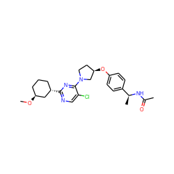 CO[C@H]1CCC[C@H](c2ncc(Cl)c(N3CC[C@@H](Oc4ccc([C@H](C)NC(C)=O)cc4)C3)n2)C1 ZINC000261094105