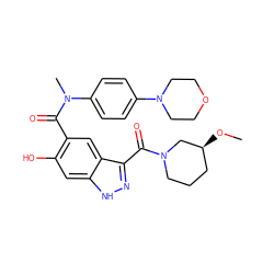 CO[C@H]1CCCN(C(=O)c2n[nH]c3cc(O)c(C(=O)N(C)c4ccc(N5CCOCC5)cc4)cc23)C1 ZINC001772631942