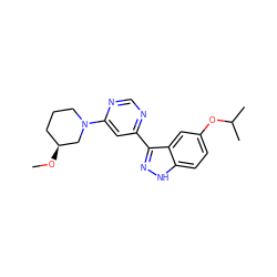 CO[C@H]1CCCN(c2cc(-c3n[nH]c4ccc(OC(C)C)cc34)ncn2)C1 ZINC000225574584