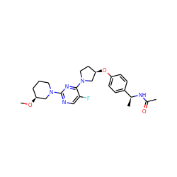 CO[C@H]1CCCN(c2ncc(F)c(N3CC[C@@H](Oc4ccc([C@H](C)NC(C)=O)cc4)C3)n2)C1 ZINC000261177037