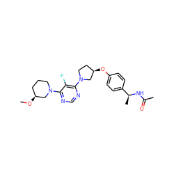 CO[C@H]1CCCN(c2ncnc(N3CC[C@@H](Oc4ccc([C@H](C)NC(C)=O)cc4)C3)c2F)C1 ZINC000261175859