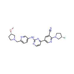 CO[C@H]1CCN(Cc2ccc(Nc3nccc(-c4cnc(N5CC[C@H](F)C5)c(C#N)c4)n3)cn2)C1 ZINC001772597988