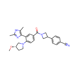 CO[C@H]1CCN(c2ccc(C(=O)N3CC(c4ccc(C#N)cc4)C3)cc2-c2nc(C)[nH]c2C)C1 ZINC000220789251