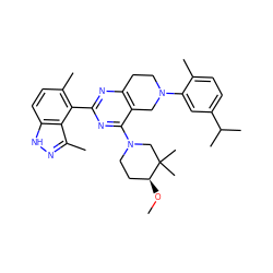 CO[C@H]1CCN(c2nc(-c3c(C)ccc4[nH]nc(C)c34)nc3c2CN(c2cc(C(C)C)ccc2C)CC3)CC1(C)C ZINC000149152343