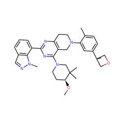 CO[C@H]1CCN(c2nc(-c3cccc4cnn(C)c34)nc3c2CN(c2cc(C4(C)COC4)ccc2C)CC3)CC1(C)C ZINC000147003794