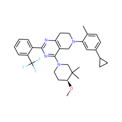 CO[C@H]1CCN(c2nc(-c3ccccc3C(F)(F)F)nc3c2CN(c2cc(C4CC4)ccc2C)CC3)CC1(C)C ZINC000146372194