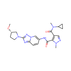 CO[C@H]1CCN(c2nc3ccc(NC(=O)c4c(C(=O)N(C)C5CC5)cnn4C)cn3n2)C1 ZINC000204949063