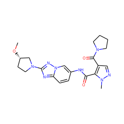 CO[C@H]1CCN(c2nc3ccc(NC(=O)c4c(C(=O)N5CCCC5)cnn4C)cn3n2)C1 ZINC000204949109