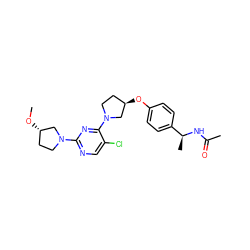 CO[C@H]1CCN(c2ncc(Cl)c(N3CC[C@@H](Oc4ccc([C@H](C)NC(C)=O)cc4)C3)n2)C1 ZINC000261095879