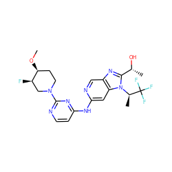 CO[C@H]1CCN(c2nccc(Nc3cc4c(cn3)nc([C@@H](C)O)n4[C@H](C)C(F)(F)F)n2)C[C@H]1F ZINC000222726671