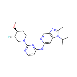 CO[C@H]1CCN(c2nccc(Nc3cc4c(cn3)nc(C)n4C(C)C)n2)C[C@@H]1F ZINC000653768500