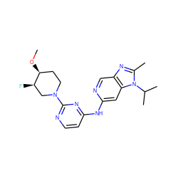 CO[C@H]1CCN(c2nccc(Nc3cc4c(cn3)nc(C)n4C(C)C)n2)C[C@H]1F ZINC000222737968