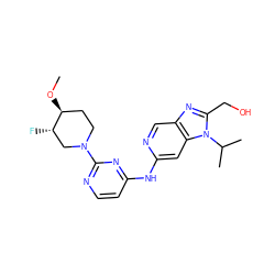 CO[C@H]1CCN(c2nccc(Nc3cc4c(cn3)nc(CO)n4C(C)C)n2)C[C@@H]1F ZINC000653768398