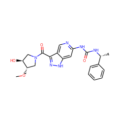 CO[C@H]1CN(C(=O)c2n[nH]c3cc(NC(=O)N[C@H](C)c4ccccc4)ncc23)C[C@@H]1O ZINC000261142093