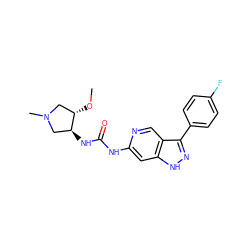 CO[C@H]1CN(C)C[C@@H]1NC(=O)Nc1cc2[nH]nc(-c3ccc(F)cc3)c2cn1 ZINC000261190819