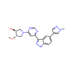 CO[C@H]1CN(c2cc(-c3n[nH]c4ccc(-c5cnn(C)c5)cc34)ncn2)C[C@@H]1O ZINC000225637597