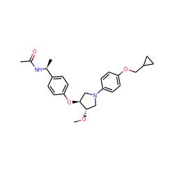 CO[C@H]1CN(c2ccc(OCC3CC3)cc2)C[C@@H]1Oc1ccc([C@H](C)NC(C)=O)cc1 ZINC001772628065