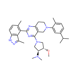 CO[C@H]1CN(c2nc(-c3c(C)ccc4[nH]nc(C)c34)nc3c2CN(c2cc(C(C)C)ccc2C)CC3)C[C@@H]1N(C)C ZINC000146989388