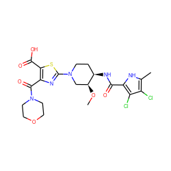 CO[C@H]1CN(c2nc(C(=O)N3CCOCC3)c(C(=O)O)s2)CC[C@H]1NC(=O)c1[nH]c(C)c(Cl)c1Cl ZINC000224118945