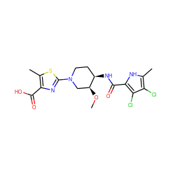 CO[C@H]1CN(c2nc(C(=O)O)c(C)s2)CC[C@H]1NC(=O)c1[nH]c(C)c(Cl)c1Cl ZINC000141222728