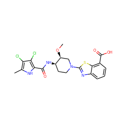 CO[C@H]1CN(c2nc3cccc(C(=O)O)c3s2)CC[C@H]1NC(=O)c1[nH]c(C)c(Cl)c1Cl ZINC000136326682