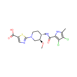 CO[C@H]1CN(c2ncc(C(=O)O)s2)CC[C@@H]1NC(=O)c1[nH]c(C)c(Cl)c1Cl ZINC000139841068