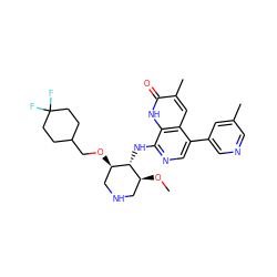 CO[C@H]1CNC[C@@H](OCC2CCC(F)(F)CC2)[C@@H]1Nc1ncc(-c2cncc(C)c2)c2cc(C)c(=O)[nH]c12 ZINC000584905250