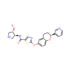 CO[C@H]1CNC[C@@H]1NC(=O)c1cnc(Oc2ccc3c(c2)CC[C@@H](c2cccnc2)O3)s1 ZINC000169710676