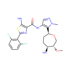 CO[C@H]1CO[C@H](c2c(NC(=O)c3nc(-c4c(F)cccc4F)sc3N)cnn2C)CC[C@@H]1N ZINC000221343276