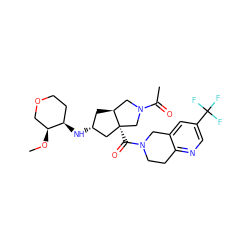 CO[C@H]1COCC[C@H]1N[C@@H]1C[C@H]2CN(C(C)=O)C[C@@]2(C(=O)N2CCc3ncc(C(F)(F)F)cc3C2)C1 ZINC000103263886