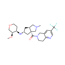 CO[C@H]1COCC[C@H]1N[C@@H]1C[C@H]2CN(C)C[C@@]2(C(=O)N2CCc3ncc(C(F)(F)F)cc3C2)C1 ZINC000103261904