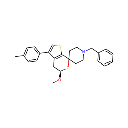 CO[C@H]1Cc2c(-c3ccc(C)cc3)csc2C2(CCN(Cc3ccccc3)CC2)O1 ZINC000095557764