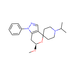 CO[C@H]1Cc2c(cnn2-c2ccccc2)C2(CCN(C(C)C)CC2)O1 ZINC000053297650