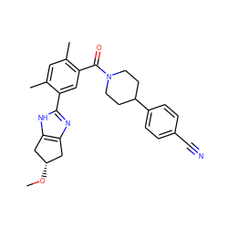 CO[C@H]1Cc2nc(-c3cc(C(=O)N4CCC(c5ccc(C#N)cc5)CC4)c(C)cc3C)[nH]c2C1 ZINC000150004677