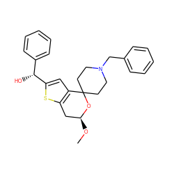 CO[C@H]1Cc2sc([C@H](O)c3ccccc3)cc2C2(CCN(Cc3ccccc3)CC2)O1 ZINC000053243453