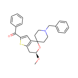 CO[C@H]1Cc2sc(C(=O)c3ccccc3)cc2C2(CCN(Cc3ccccc3)CC2)O1 ZINC000053298358