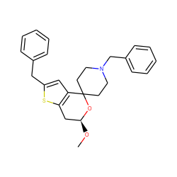 CO[C@H]1Cc2sc(Cc3ccccc3)cc2C2(CCN(Cc3ccccc3)CC2)O1 ZINC000053243187