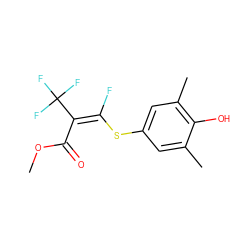 COC(=O)/C(=C(/F)Sc1cc(C)c(O)c(C)c1)C(F)(F)F ZINC000001901996