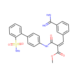 COC(=O)/C(=C/c1cccc(C(=N)N)c1)C(=O)Nc1ccc(-c2ccccc2S(N)(=O)=O)cc1 ZINC000013442368