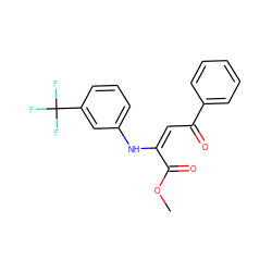 COC(=O)/C(=C\C(=O)c1ccccc1)Nc1cccc(C(F)(F)F)c1 ZINC000100274387