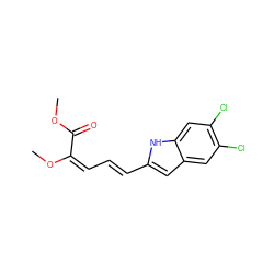 COC(=O)/C(=C\C=C\c1cc2cc(Cl)c(Cl)cc2[nH]1)OC ZINC000029337671