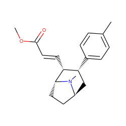 COC(=O)/C=C/[C@@H]1[C@H](c2ccc(C)cc2)C[C@H]2CC[C@H]1N2C ZINC000100908464