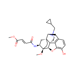 COC(=O)/C=C/C(=O)N[C@H]1C[C@@]23CC[C@]1(OC)[C@@H]1Oc4c(O)ccc5c4[C@@]12CCN(CC1CC1)[C@@H]3C5 ZINC000095575031