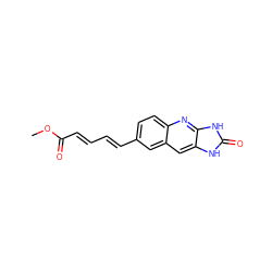 COC(=O)/C=C/C=C/c1ccc2nc3[nH]c(=O)[nH]c3cc2c1 ZINC000013725765