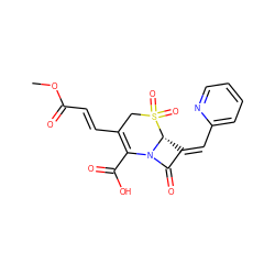 COC(=O)/C=C/C1=C(C(=O)O)N2C(=O)/C(=C/c3ccccn3)[C@H]2S(=O)(=O)C1 ZINC000027987151