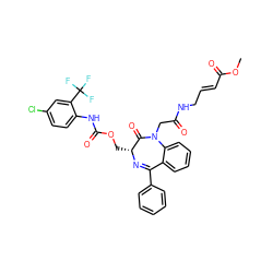 COC(=O)/C=C/CNC(=O)CN1C(=O)[C@@H](COC(=O)Nc2ccc(Cl)cc2C(F)(F)F)N=C(c2ccccc2)c2ccccc21 ZINC000049888824