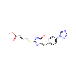 COC(=O)/C=C/CSC1=N/C(=C/c2ccc(-n3cncn3)cc2)C(=O)N1 ZINC000013125355