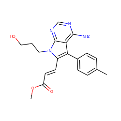 COC(=O)/C=C/c1c(-c2ccc(C)cc2)c2c(N)ncnc2n1CCCO ZINC000137274628