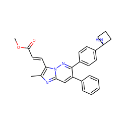COC(=O)/C=C/c1c(C)nc2cc(-c3ccccc3)c(-c3ccc(C4(N)CCC4)cc3)nn12 ZINC000114038764
